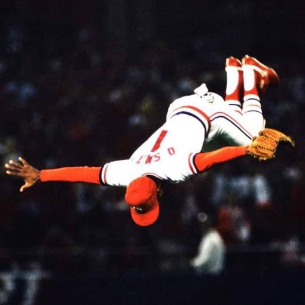 Photo of Ozzie Smith doing a backflip