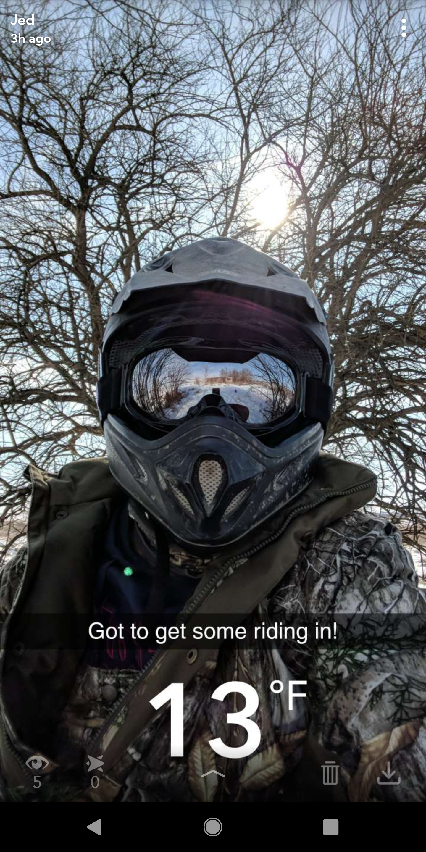 Photo of me in my cold weather ATV riding gear.