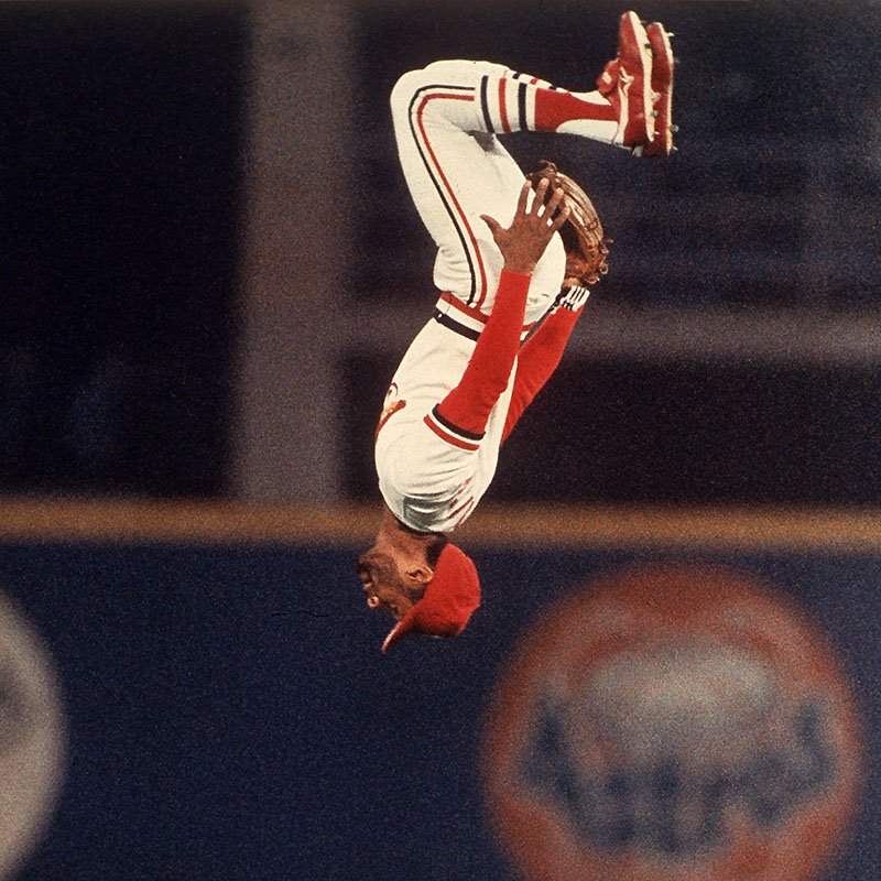 Photo of Ozzie Smith doing a backflip.